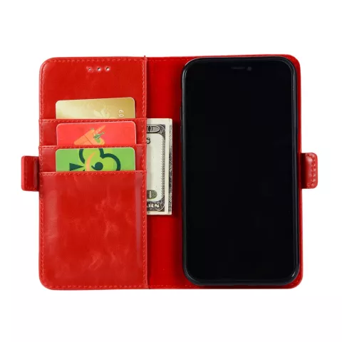&Eacute;tui en similicuir Wallet TPU pour iPhone XR - Rouge