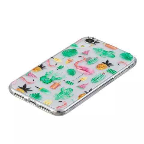 Coque en TPU Cactus et Flamant rose la coque compatible avec iPhone XR