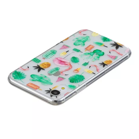 Coque en TPU Cactus et Flamant rose la coque compatible avec iPhone XR