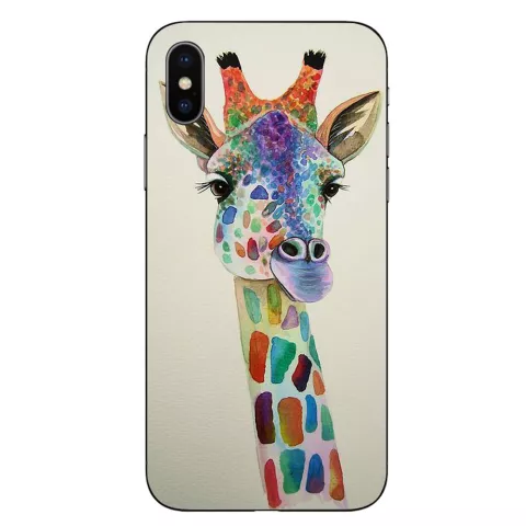 Coque en TPU dessin girafe compatible avec iPhone XS Max - Giraffe Case Art