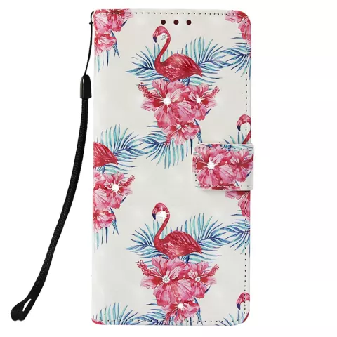 &Eacute;tui portefeuille en similicuir pour iPhone XR Flamingo Wallet - Fleurs