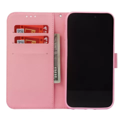 &Eacute;tui portefeuille en similicuir pour iPhone XR Flamingo Wallet - Fleurs