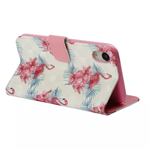 Portefeuille Flamingo compatible avec &eacute;tui TPU en similicuir iPhone XR - Fleurs