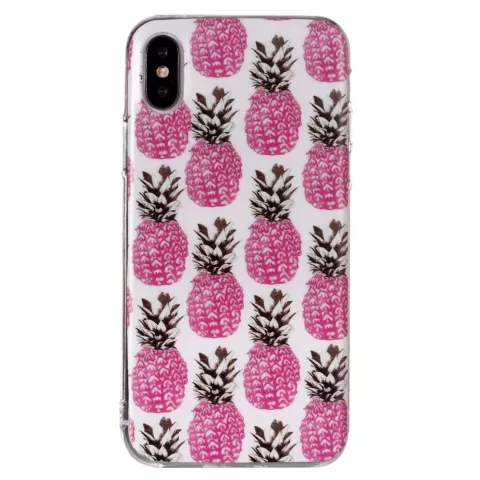 Coque souple en TPU Ananas Rose la couverture compatible avec iPhone XS Max - Coque blanche