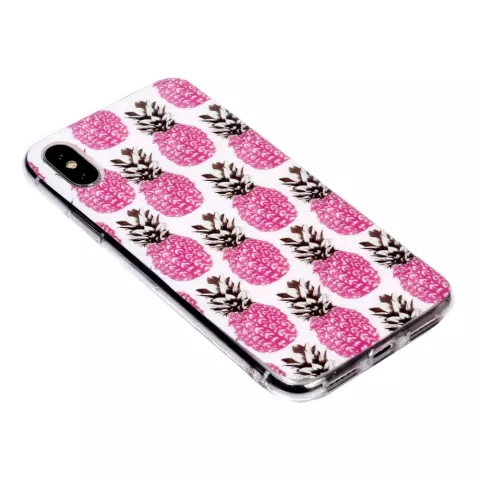Coque souple en TPU Ananas Rose la couverture compatible avec iPhone XS Max - Coque blanche