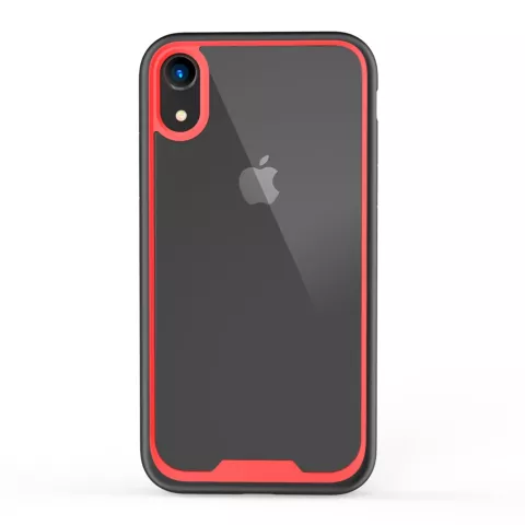 Coque en plastique acrylique TPU noir rouge compatible avec iPhone XR - Transparente