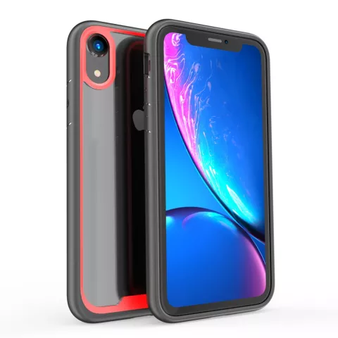 Coque en plastique acrylique TPU noir rouge compatible avec iPhone XR - Transparente