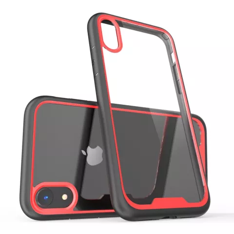 Coque en plastique acrylique TPU noir rouge compatible avec iPhone XR - Transparente