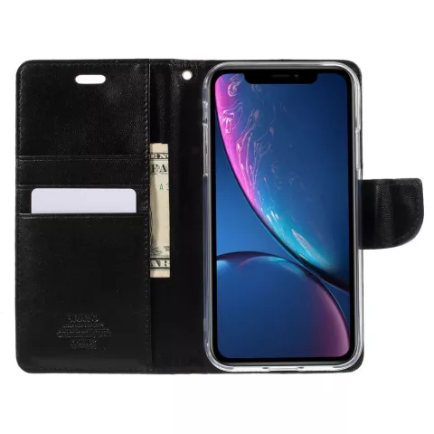&Eacute;tui portefeuille en simili cuir Mercury Goospery compatible avec iPhone XR - Noir