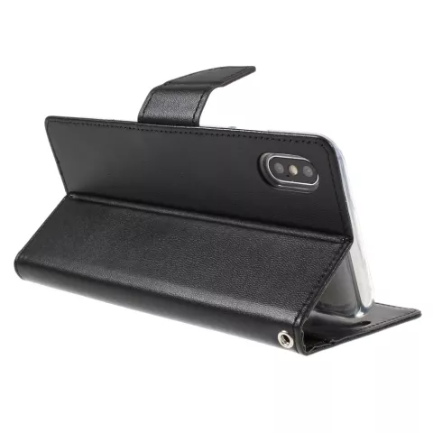 &Eacute;tui portefeuille en simili cuir Mercury Goospery compatible avec iPhone XS Max - Noir
