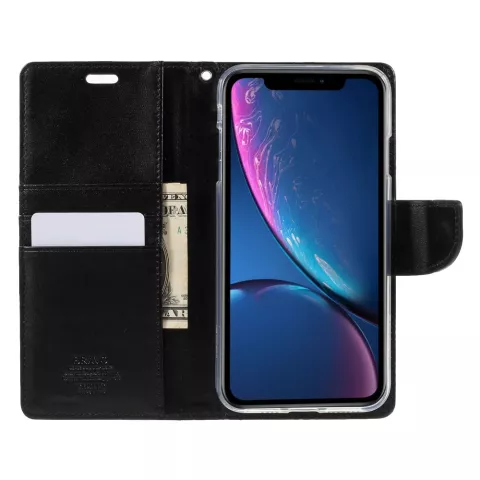 &Eacute;tui portefeuille en simili cuir Mercury Goospery compatible avec iPhone XS Max - Noir
