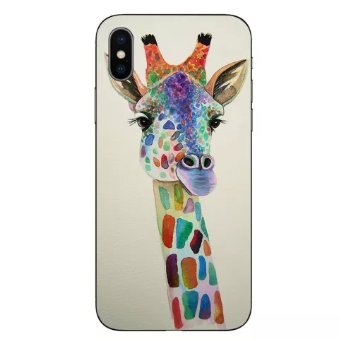 Coque en TPU la coque compatible avec iPhone X XS - Girafe