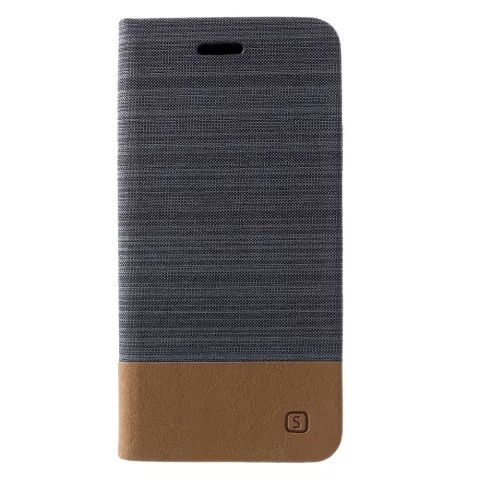 &Eacute;tui portefeuille en simili cuir compatible avec iPhone XR - &Eacute;tui gris fonc&eacute;