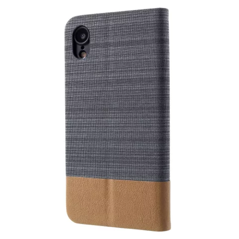 &Eacute;tui portefeuille en simili cuir compatible avec iPhone XR - &Eacute;tui gris fonc&eacute;