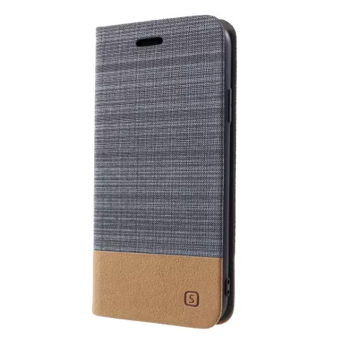 &Eacute;tui portefeuille en simili cuir compatible avec iPhone XR - &Eacute;tui gris fonc&eacute;