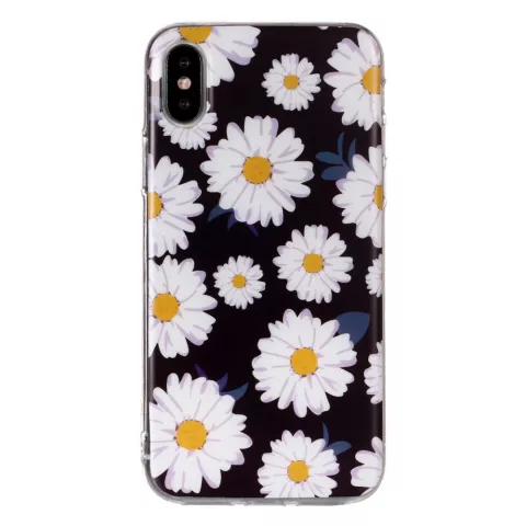 Coque TPU Beautiful Flowers iPhone X XS - Daisies noir