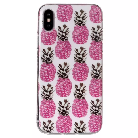 Coque en TPU Ananas roses la coque compatible avec iPhone X XS - Coque blanche