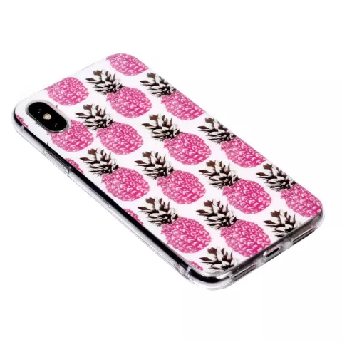 Coque TPU Ananas Rose Coque iPhone X XS - Coque Blanche