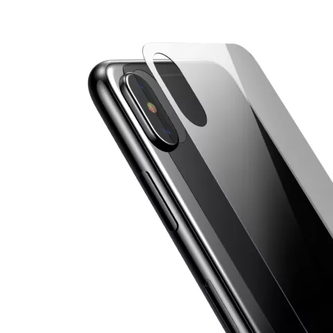 Protection arri&egrave;re en verre tremp&eacute; BASEUS en verre tremp&eacute; compatible avec iPhone X XS