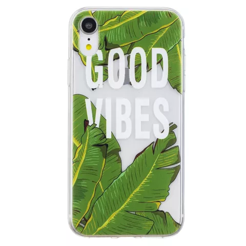 Coque iPhone XR TPU Banana Leaves - Vert Transparent