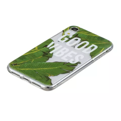 Coque iPhone XR TPU Banana Leaves - Vert Transparent