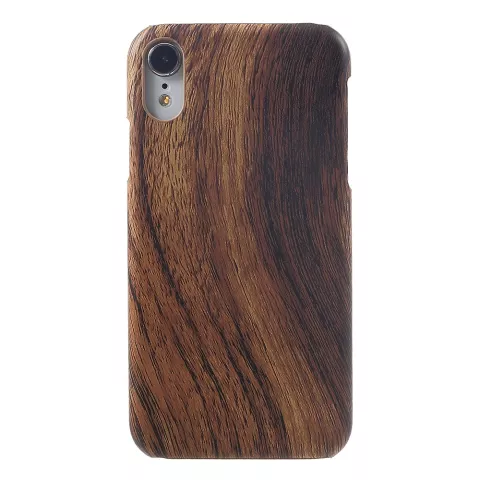 Aspect bois compatible avec la coque rigide iPhone XR - Texture bois marron