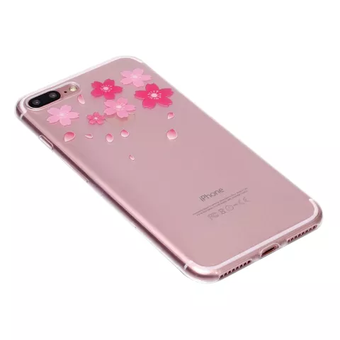 Coque en TPU Fleur la couverture compatible avec iPhone 7 Plus 8 Plus - Transparente