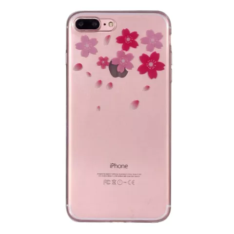 Coque en TPU Fleur la couverture compatible avec iPhone 7 Plus 8 Plus - Transparente