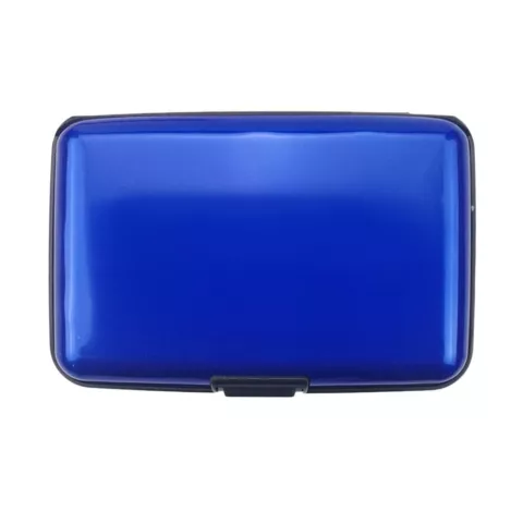 Portefeuille Porte-Cartes en Aluminium Bloc RFID - 6 Compartiments Bleu