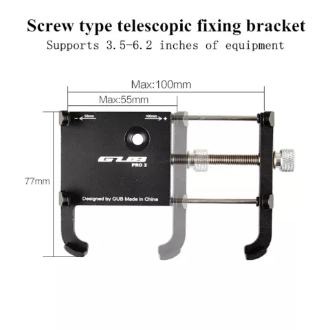 GUB Pro 2 Support de t&eacute;l&eacute;phone universel en aluminium pour v&eacute;los - Noir