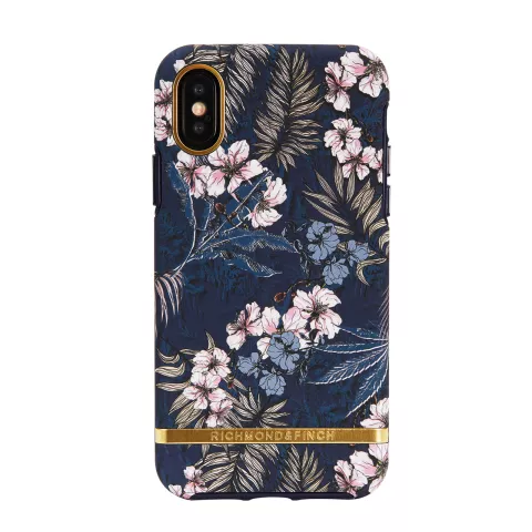 Coque iPhone X Richmond &amp; Finch Floral Jungle Gold - Bleu