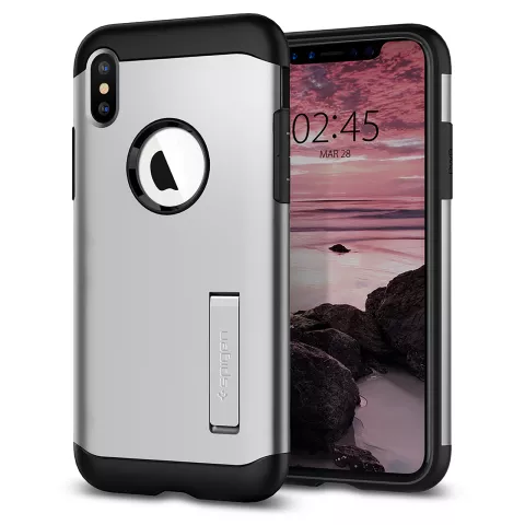 &Eacute;tui Spigen Slim Armor pour iPhone XS Max - &Eacute;tui argent&eacute;