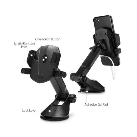 Spigen AP12T Support T&eacute;l&eacute;phone Ventouse - Voiture Noir Universel