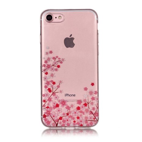 Coque TPU Flexible Transparente pour petites fleurs iPhone 7 8 SE 2020 SE 2022 - Rose