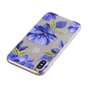 Fleurs bleues transparentes coque en TPU compatible avec iPhone X XS - Bleu