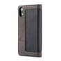 Caseme Canvas Wallet Bookcase compatible avec iPhone XR - Marron Noir