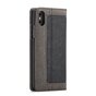 Caseme Canvas Wallet Bookcase compatible avec iPhone XS Max - Marron Noir