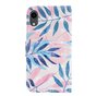 &Eacute;tui Portefeuille Feuilles compatible avec iPhone XR &Eacute;tui Portefeuille Magn&eacute;tique Dragonne - Bleu Rose