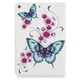 &Eacute;tui &agrave; rabat en cuir avec fleurs et papillons, housse pliable standard compatible avec iPad mini 4 5 - Blanc