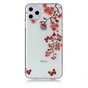 Coque en TPU compatible avec iPhone 11 Pro Max Fleurs Fleur Papillons Rouge Nature - Transparente