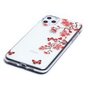 Coque en TPU compatible avec iPhone 11 Pro Max Fleurs Fleur Papillons Rouge Nature - Transparente