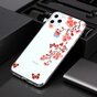 Coque en TPU compatible avec iPhone 11 Pro Max Fleurs Fleur Papillons Rouge Nature - Transparente