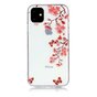 Coque en TPU compatible avec iPhone 11 Fleurs Fleur Papillons Rouge Nature - Transparente