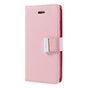 &Eacute;tui Portefeuille Mercury Goospery Leather pour iPhone 7 8 SE 2020 SE 2022 - 7 cartes - Rose