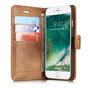 DG.MING Bookcase Walllet compatible avec iPhone 7 8 SE 2020 SE 2022 &Eacute;tui portefeuille vintage en cuir fendu - Marron