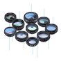Ensemble d&#039;objectifs ultimes 10 en 1 Lensklip Fisheye, objectif de t&eacute;lescope grand angle Macro 2X pour t&eacute;l&eacute;phones mobiles