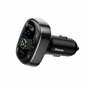 Baseus Prise allume-cigare Chargeur de voiture Transmetteur FM Bluetooth Double ports USB Kit voiture - Noir