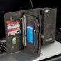 Caseme cuir fendu compatible avec iPhone 6 Plus 6s Plus Wallet Bookcase Case Wallet - Gris