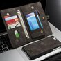 Caseme cuir fendu compatible avec iPhone 6 Plus 6s Plus Wallet Bookcase Case Wallet - Gris
