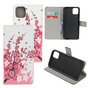 &Eacute;tui portefeuille en cuir artificiel &agrave; fleurs compatible avec iPhone 12 et iPhone 12 Pro - blanc